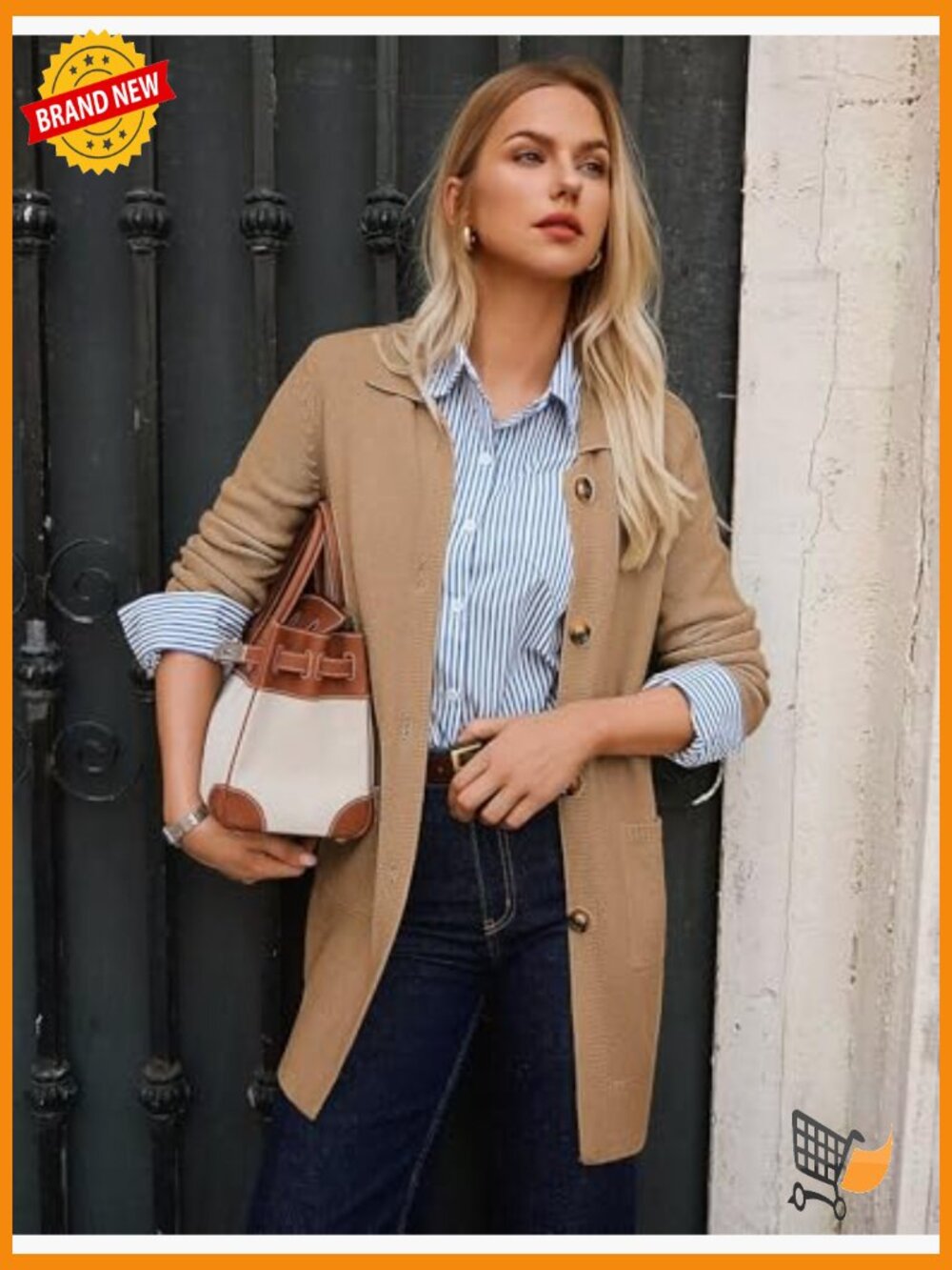 Long Cardigan Sweater with Pockets Button Knit Blazer Open Front Dressy Casual - Picture 5 of 7